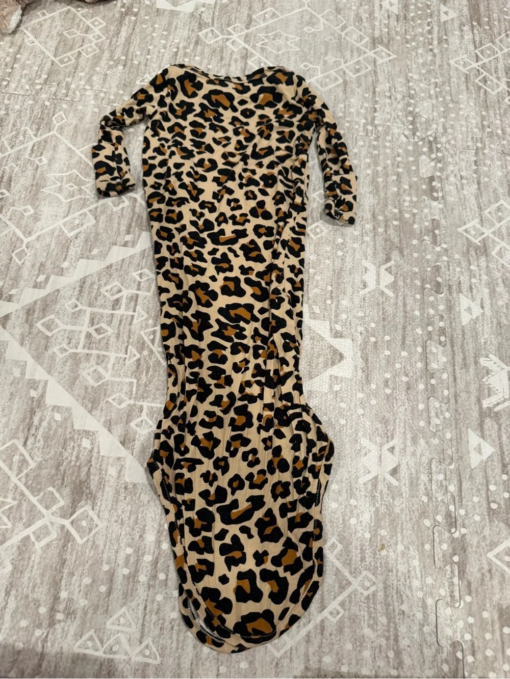 Posh Peanut Neutral Leopard Print Baby Gown - Tan, Black, Gray